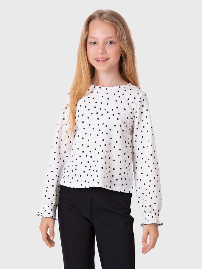 Блуза з довгим рукавом для дівчинки 122 колір білий ЦБ-00228768 SKT000930392 фото