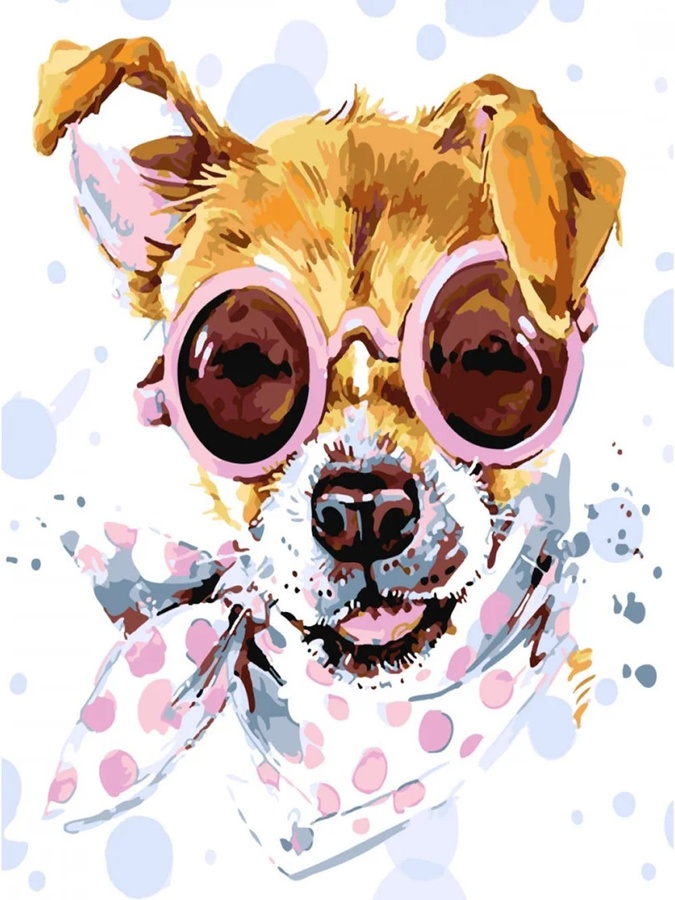Набор для росписи по номерам "Собака в очках" цвет разноцветный ЦБ-00215360 SKT000898431 фото