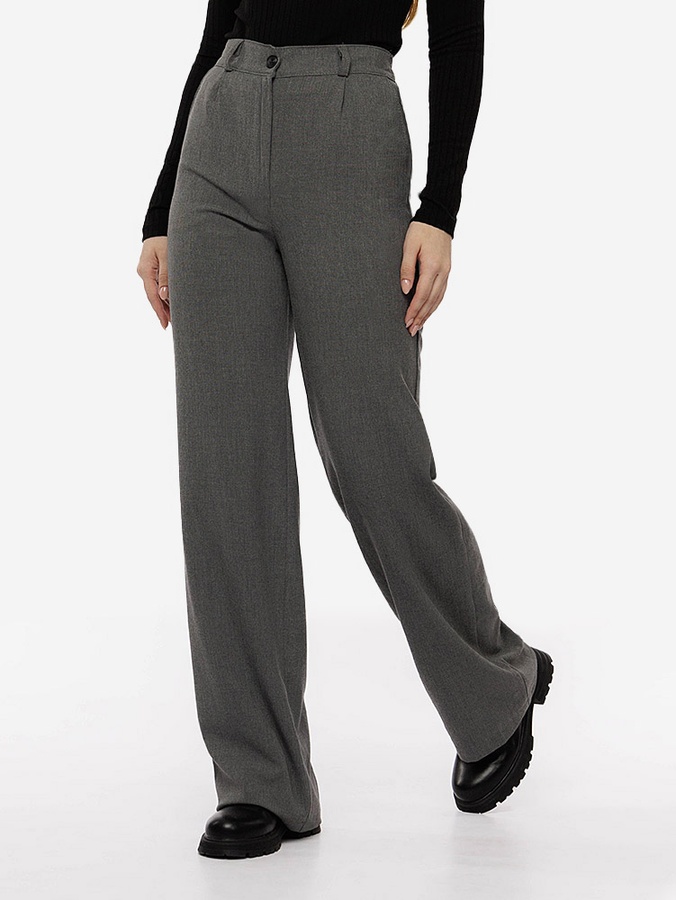 Женские прямые брюки 46 цвет серый ЦБ-00214321 SKT000896180 фото