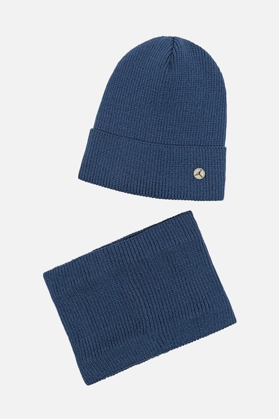 Комплект шапка-шарф на мальчика 50-52 цвет синий ЦБ-00206054 SKT000879672 фото
