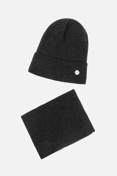 Комплект шапка-шарф на хлопчика 50-52 колір чорний ЦБ-00206058 SKT000879676 фото