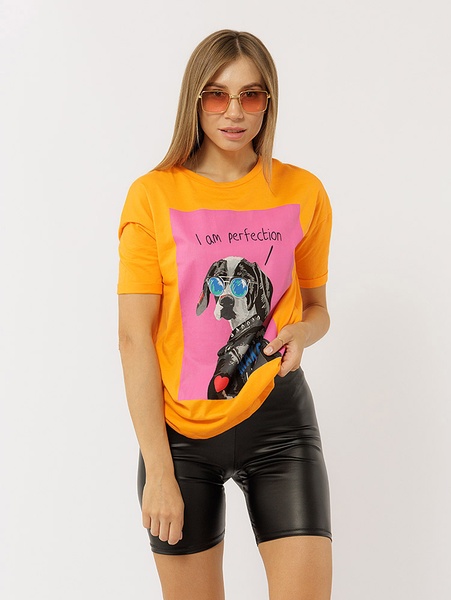 Жіноча футболка регуляр 48 колір помаранчевий ЦБ-00216951 SKT000901784 фото
