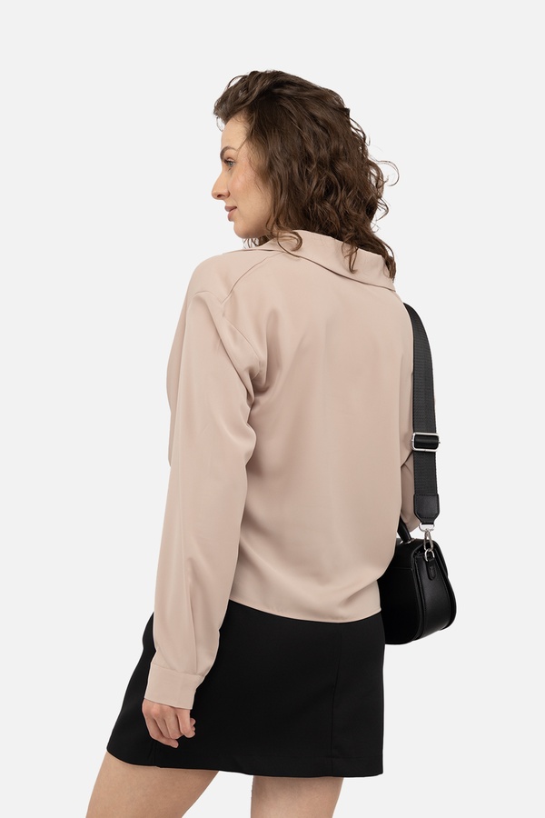 Жіноча блуза з довгим рукавом 42 колір бежевий ЦБ-00242167 SKT000963758 фото