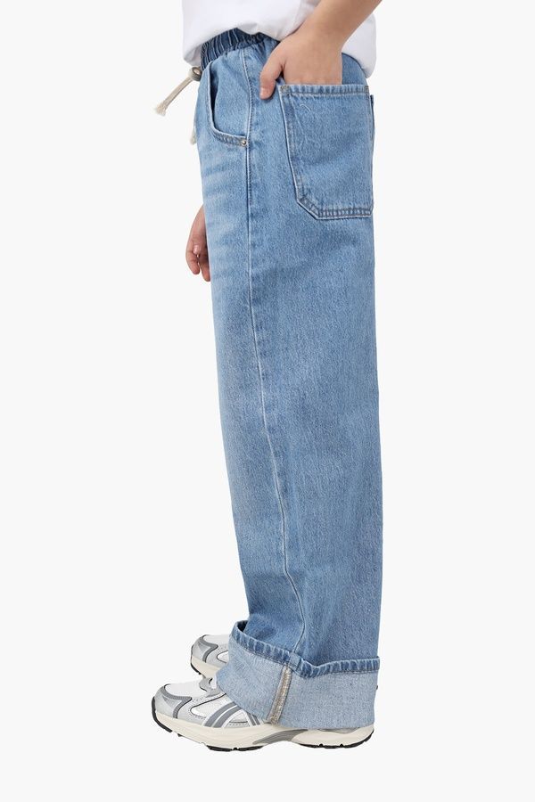 Джинси wide leg для дівчинки колір блакитний 122 ЦБ-00290688 фото