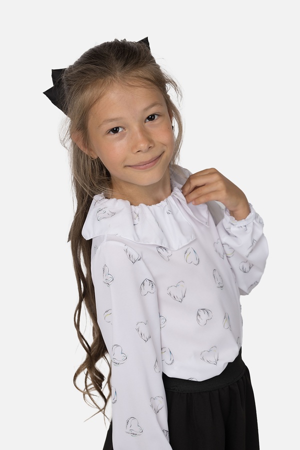 Блуза з довгим рукавом для дівчинки 116 колір білий ЦБ-00251244 SKT000996286 фото