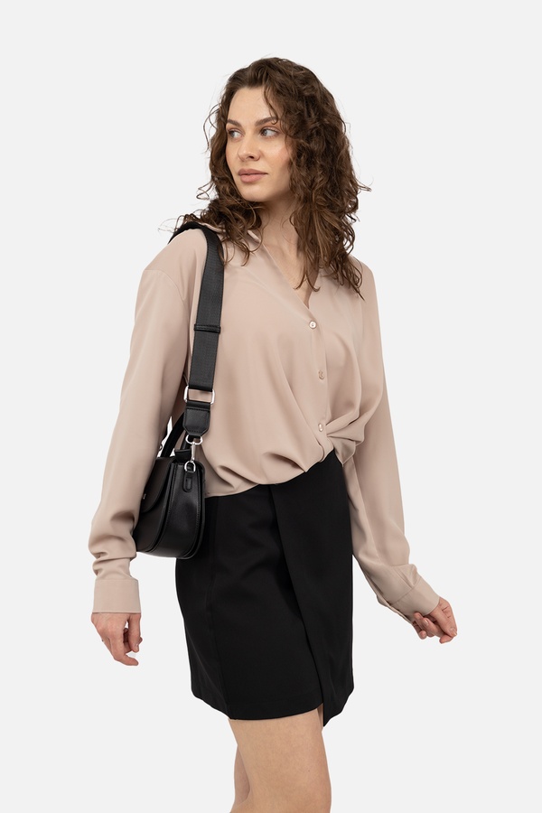 Жіноча блуза з довгим рукавом 42 колір бежевий ЦБ-00242167 SKT000963758 фото