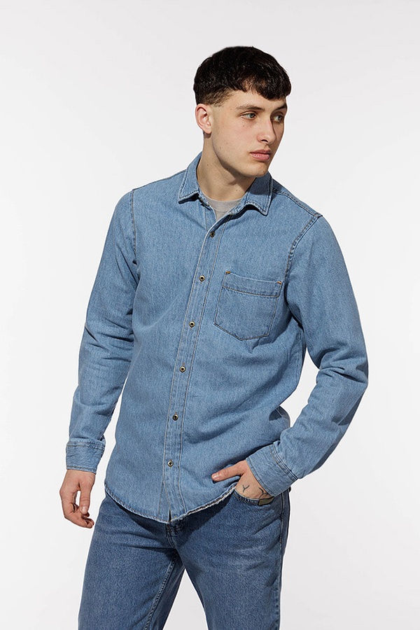 Чоловіча джинсова сорочка 50 колір блакитний ЦБ-00213557 SKT000893949 фото