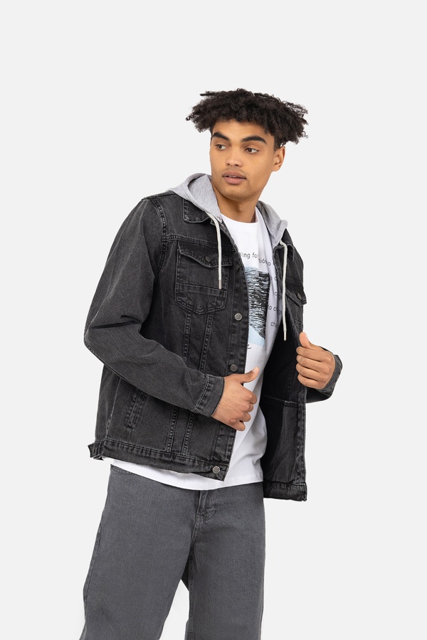 Чоловіча джинсова куртка 46 колір темно-сірий ЦБ-00245485 SKT000981806 фото
