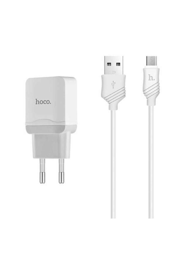 Сетевое зарядное устройство Hoco C22A 1 USB 24A Micro цвет белый ЦБ-00196960 SKT000860251 фото