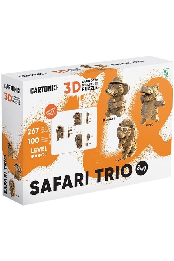 Картонный конструктор "Cartonic 3D Puzzle SAFARI TRIO" Cartonic CARTTRIOSAF ЦБ-00287129 фото