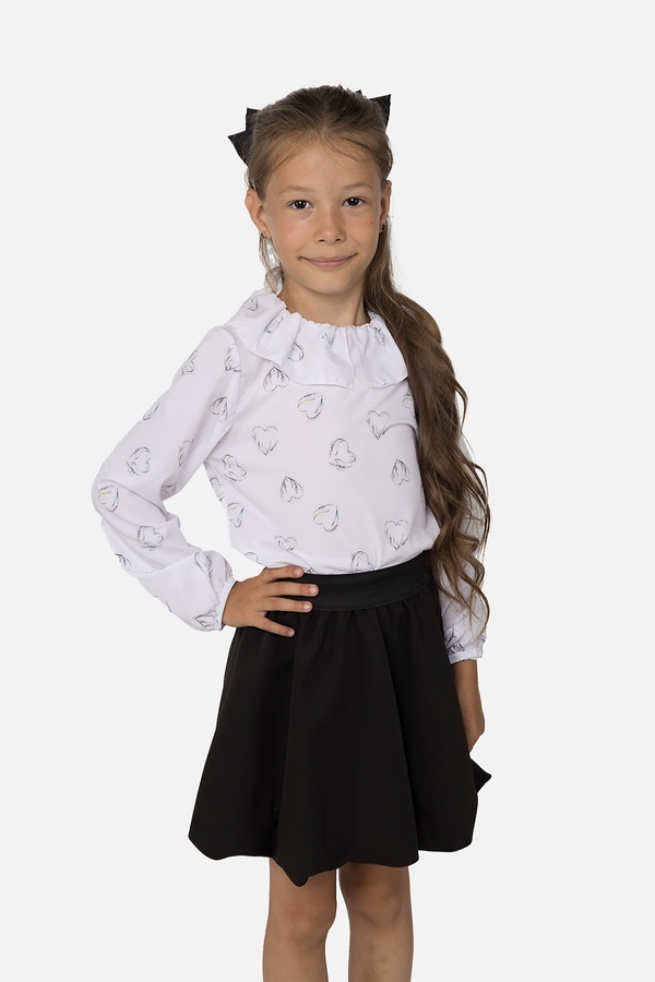 Блуза с длинным рукавом для девочки 116 цвет белый ЦБ-00251244 SKT000996286 фото