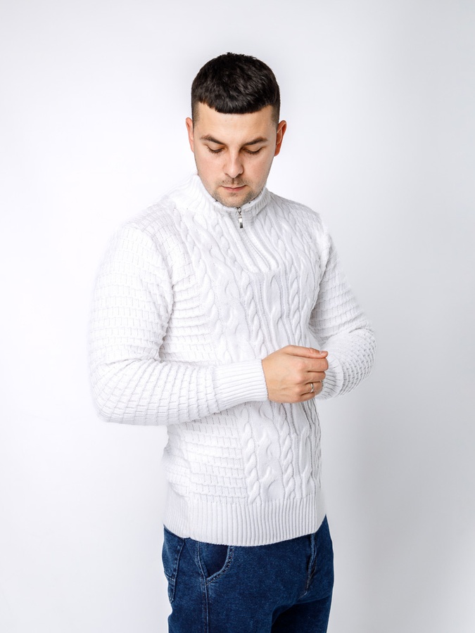 Чоловічий светр 48 колір білий ЦБ-00236423 SKT000952224 фото