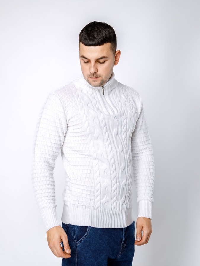 Чоловічий светр 48 колір білий ЦБ-00236423 SKT000952224 фото