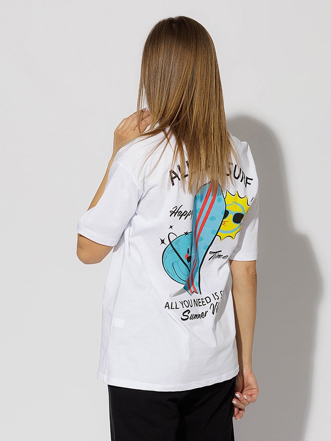 Жіноча футболка регуляр 46 колір білий ЦБ-00219209 SKT000906657 фото