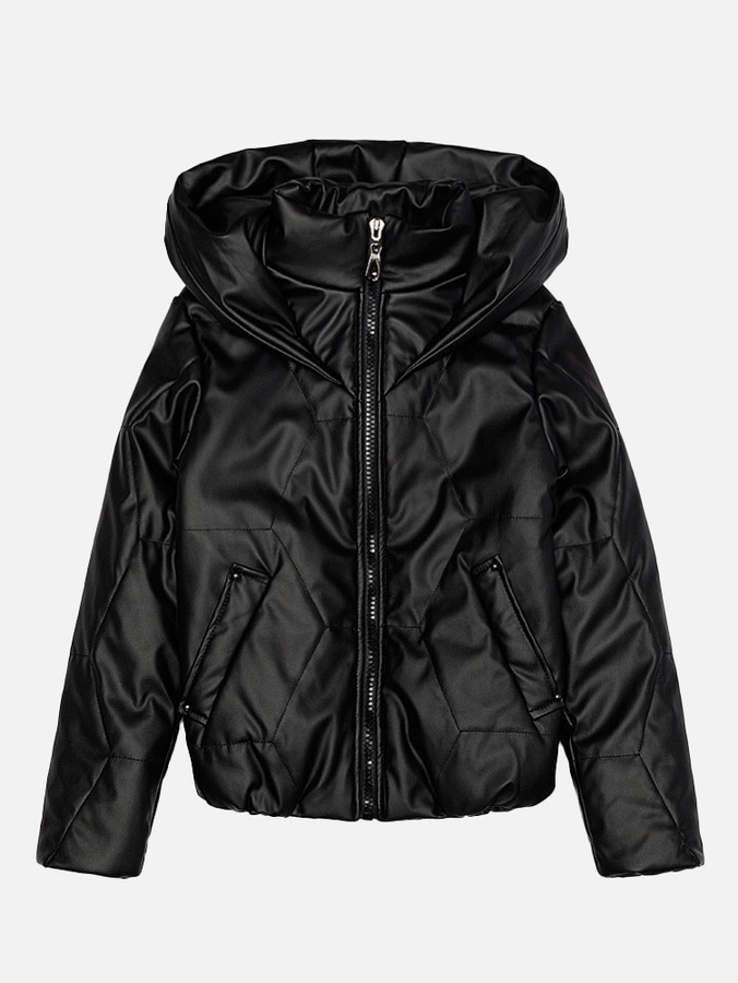 Куртка коротка демісезонна для дівчинки 140 колір чорний ЦБ-00188329