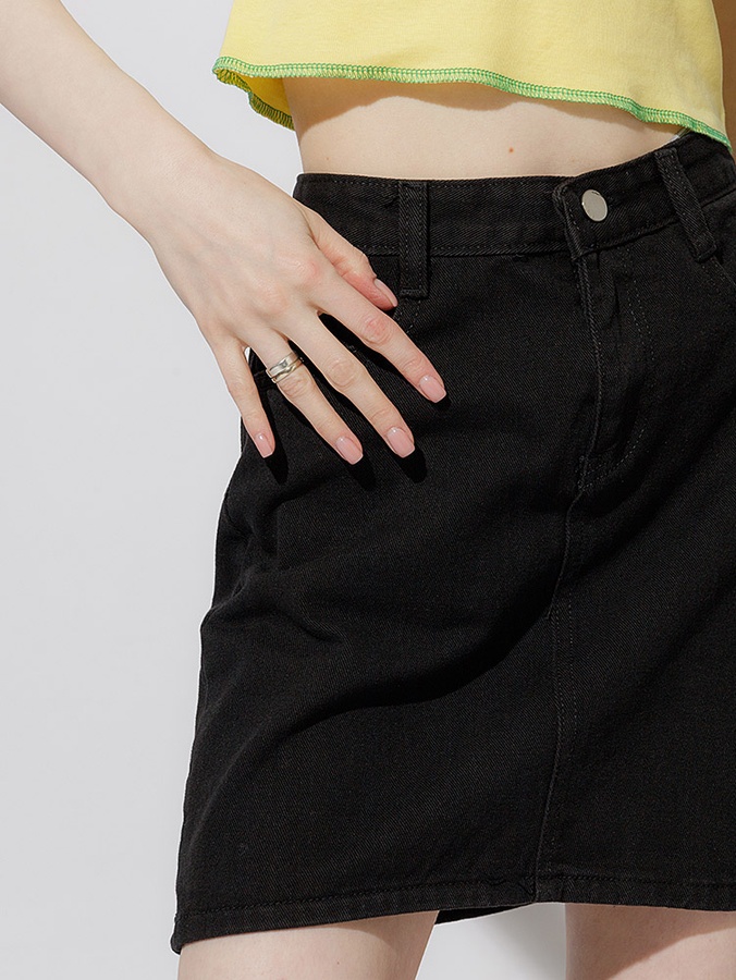 Жіноча джинсова спідниця 46 колір чорний ЦБ-00216901 SKT000901638 фото