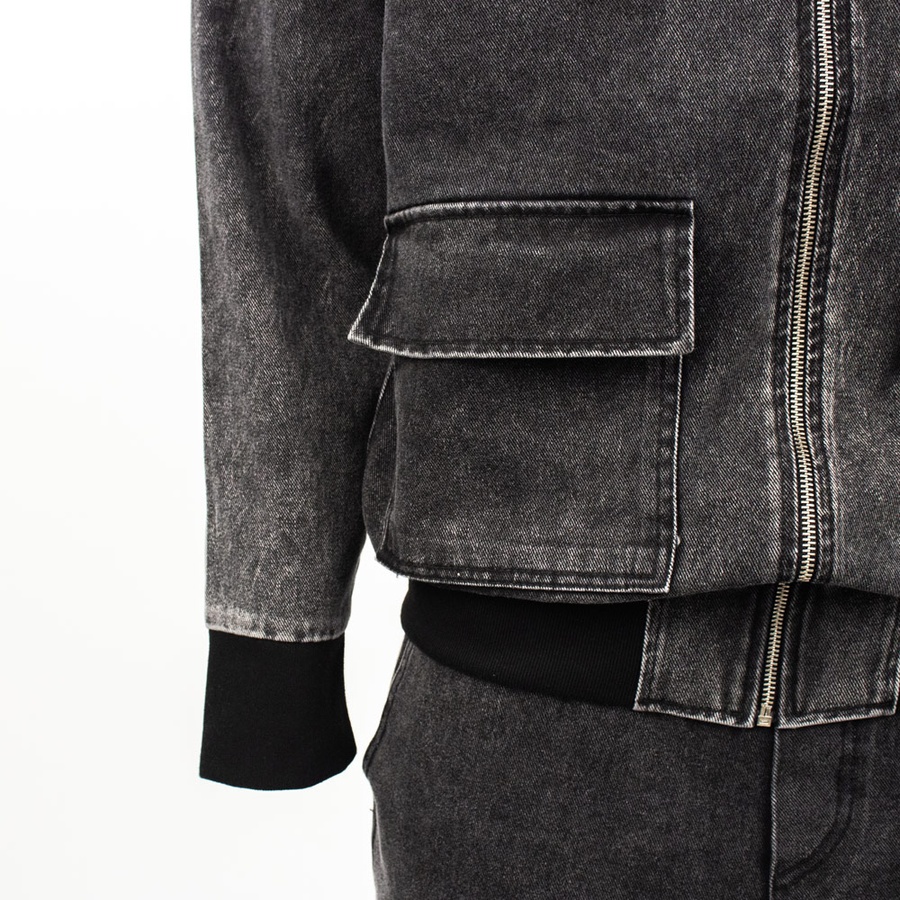 Куртка джинсова оверсайз, чоловіча колір темно-сірий ЦБ-00150326 SKT000513492 фото