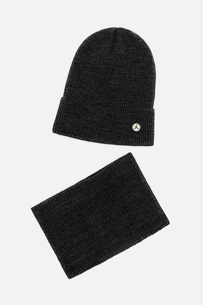 Комплект шапка-шарф на мальчика 50-52 цвет темно-серый ЦБ-00206055 SKT000879673 фото