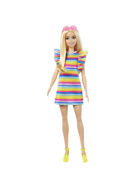 Лялька Barbie "Модниця" з брекетами у смугастій сукні колір різнокольоровий ЦБ-00231948 SKT000937569 фото