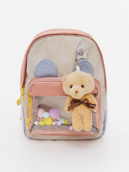 Рюкзак "Зайченя" з ведмедиком колір пудровий ЦБ-00212046 SKT000891180 фото