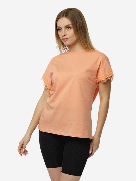 Жіноча футболка слім 46 колір персиковий ЦБ-00216945 SKT000901769 фото