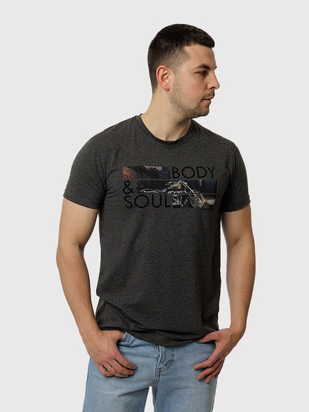 Мужская футболка регуляр 44 цвет темно-серый ЦБ-00216075 SKT000899954 фото