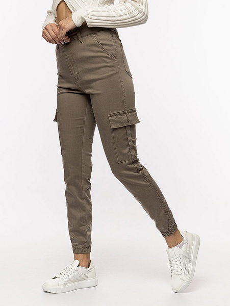 Жіночі джинсові джогери карго 48 колір бежевий ЦБ-00215220 SKT000898076 фото