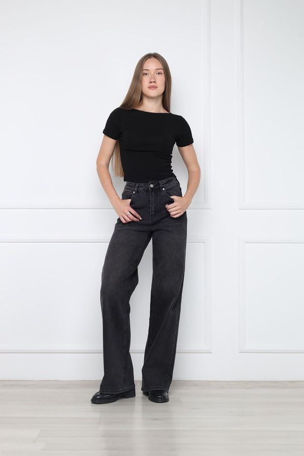 Джинси wide leg жіночі колір сірий 42 ЦБ-00295757 фото