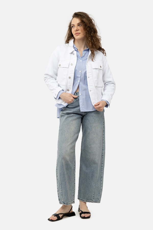Жіноча джинсова куртка 42 колір білий ЦБ-00245189 SKT000980745 фото