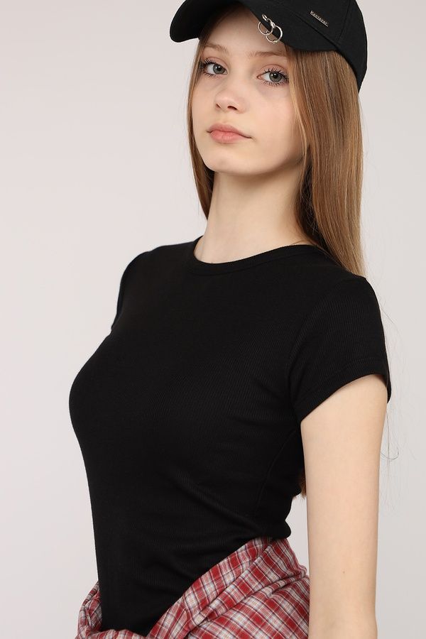 Футболка с коротким рукавом женская цвет черный 48