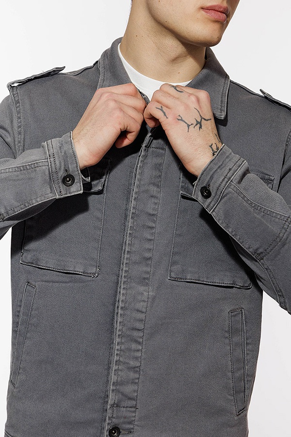 Чоловіча джинсова куртка колір темно-сірий ЦБ-00191781 SKT000847282 фото