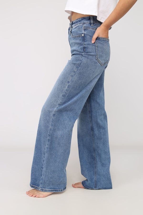 Джинсы wide leg женские цвет синий 42 ЦБ-00279680 фото