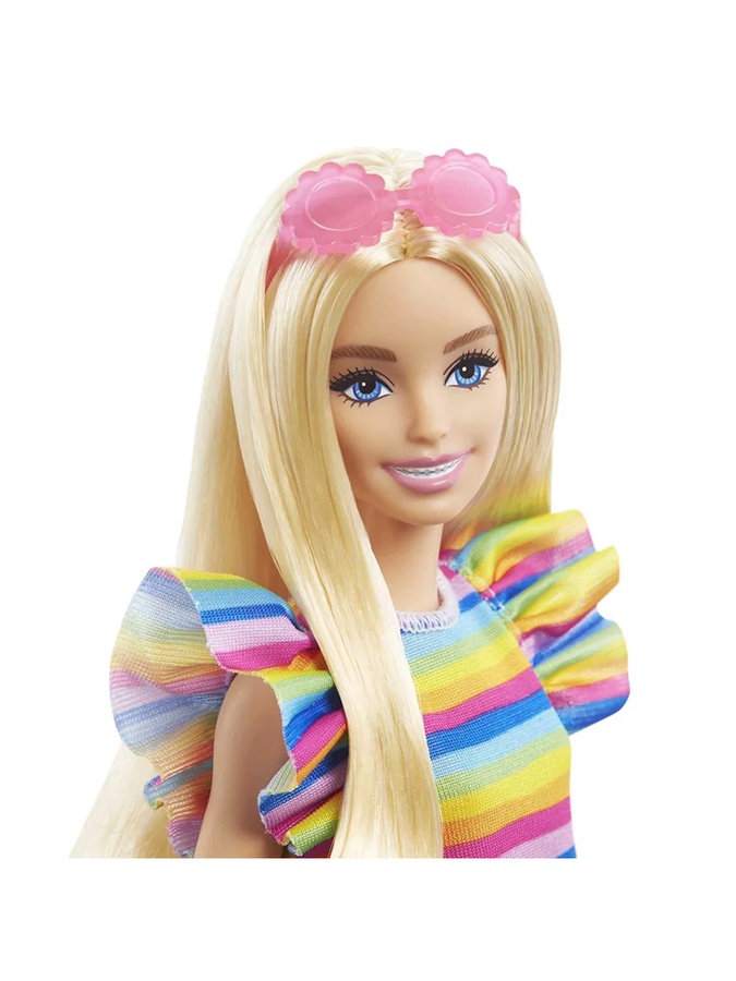 Лялька Barbie "Модниця" з брекетами у смугастій сукні колір різнокольоровий ЦБ-00231948 SKT000937569 фото