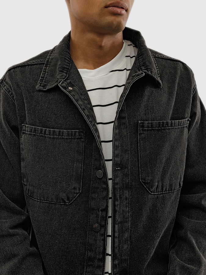Сорочка джинсова чоловіча 44 колір темно-сірий ЦБ-00227261 SKT000925869 фото