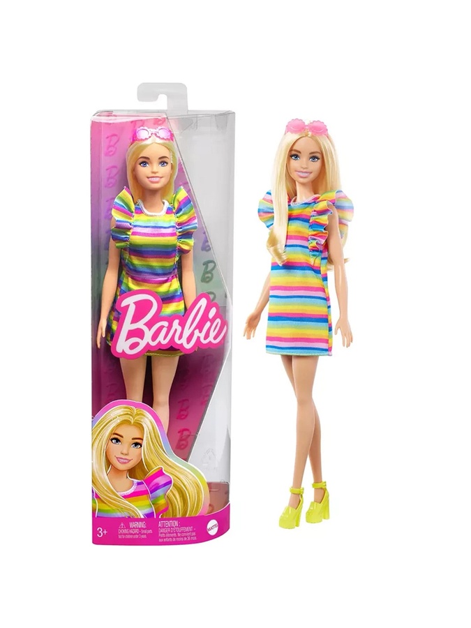 Кукла Barbie "Модница" с брекетами в полосатом платье цвет разноцветный ЦБ-00231948 SKT000937569 фото