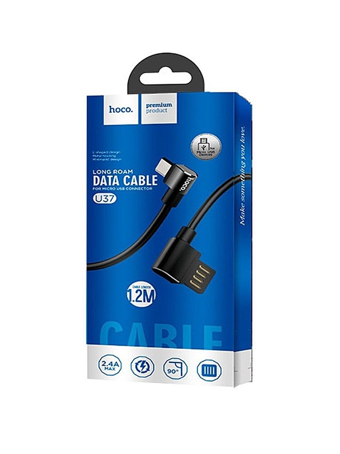 USB кабель U37 Micro 2.4A 1.2 м цвет черный ЦБ-00215826 SKT000899293 фото