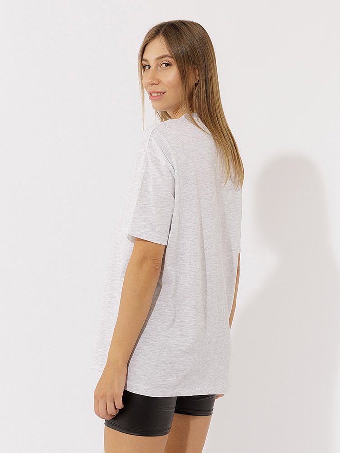 Жіноча подовжена футболка регуляр 44 колір світло-сірий ЦБ-00216954 SKT000901791 фото