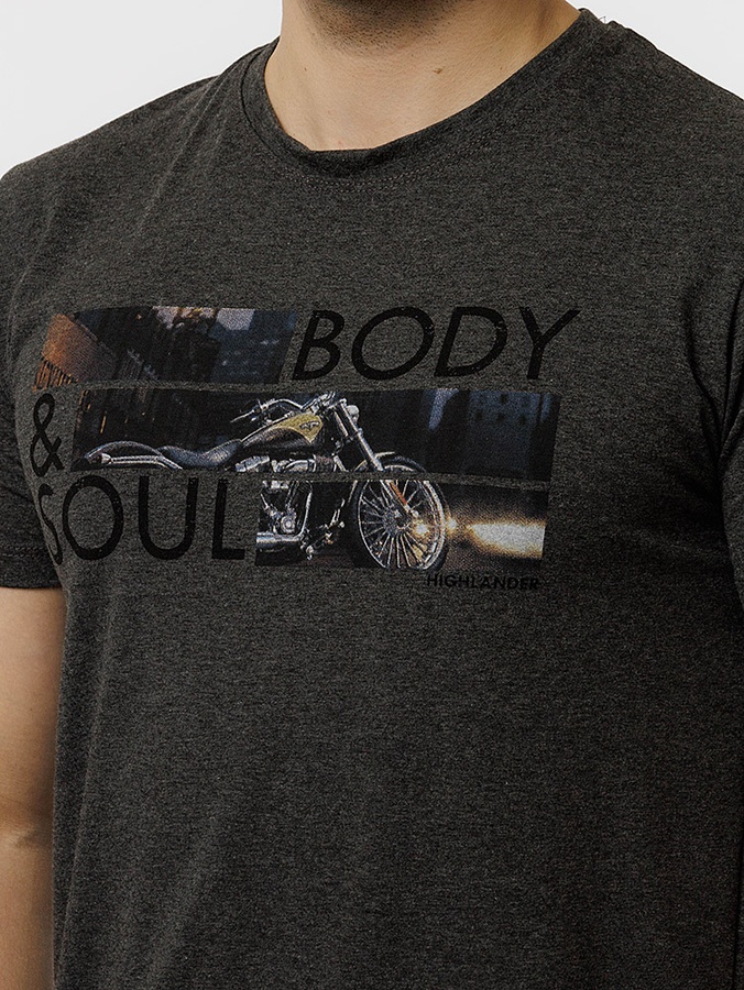 Чоловіча футболка регуляр 44 колір темно-сірий ЦБ-00216075 SKT000899954 фото