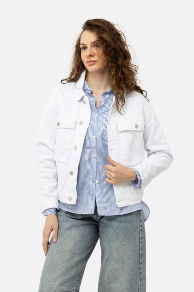 Жіноча джинсова куртка 44 колір білий ЦБ-00245189 SKT000980746 фото