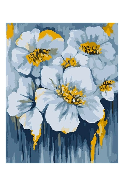 Картина за номерами - "Блакитні квіти у золоті" колір різнокольоровий ЦБ-00239768 SKT000959534 фото