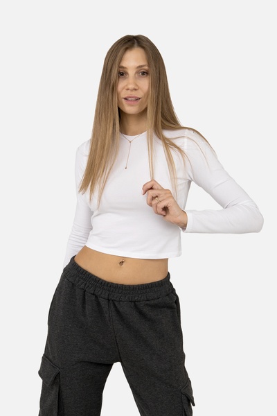 Женская футболка с длинным рукавом 44 цвет белый ЦБ-00255388
