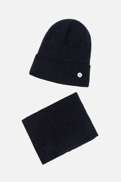Комплект шапка-шарф на мальчика 50-52 цвет темно-синий ЦБ-00206056 SKT000879674 фото