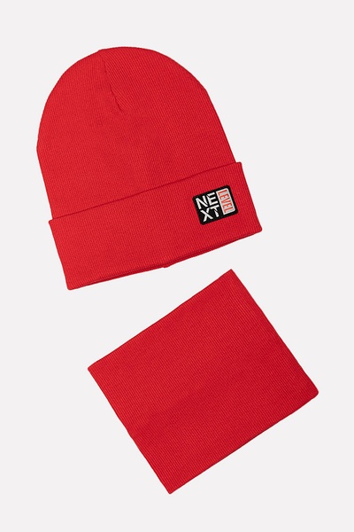 Комплект шапка та шарф на хлопчика 50-52 колір червоний ЦБ-00199784 SKT000866911 фото