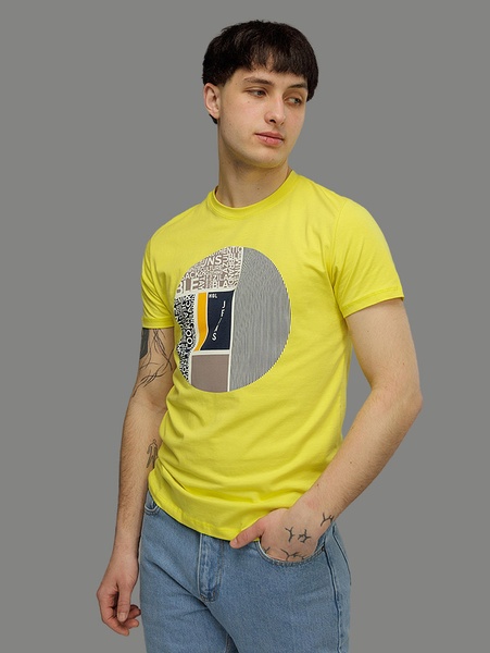 Мужская футболка регуляр 52 цвет желтый ЦБ-00216049 SKT000899828 фото
