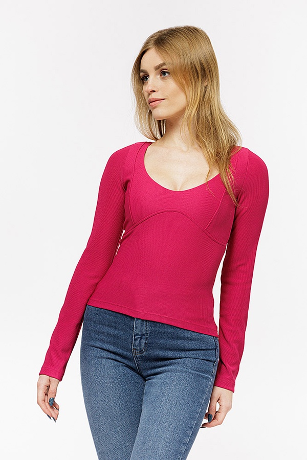 Жіноча футболка з довгим рукавом 42 колір малиновий ЦБ-00206753 SKT000881508 фото