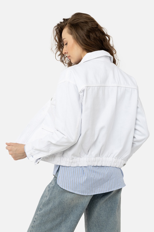 Женская джинсовая куртка 44 цвет белый ЦБ-00245189 SKT000980746 фото