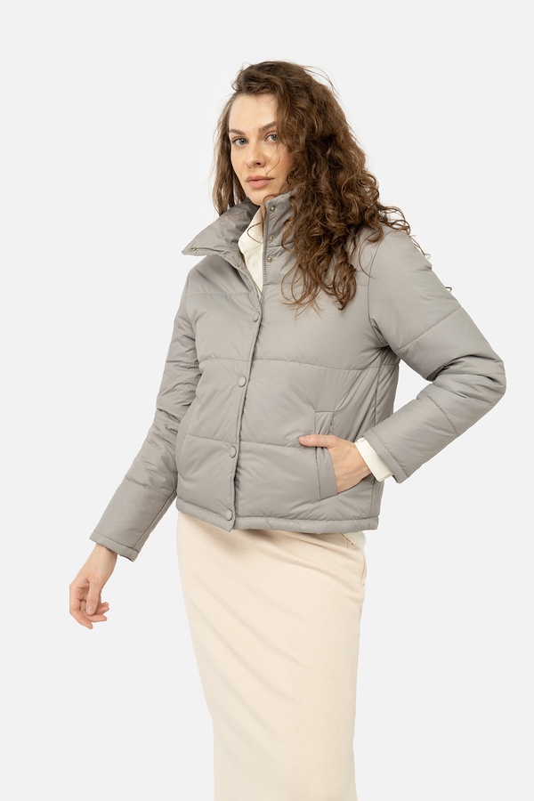 Жіноча куртка 48 колір сірий ЦБ-00243902 SKT000969739 фото