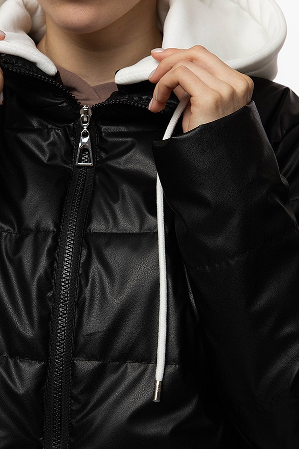 Женская куртка прямая короткая 46 цвет черный ЦБ-00206949 SKT000882080 фото