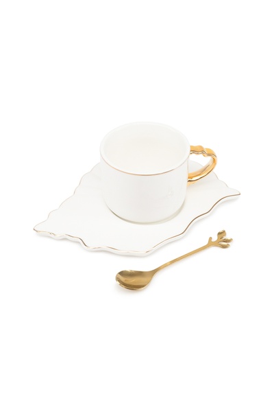 Чашка з блюдцем та ложкою "Muse" колір білий ЦБ-00235220 SKT000945623 фото