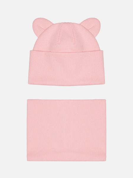 Комплект шапка та снуд для дівчинки 40-42 колір світло-рожевий ЦБ-00229963 SKT000933558 фото